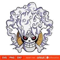 one piece svg, luffy gear 5 skull, one piece anime, manga, one piece png