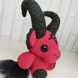 galaxy baphomet plush, plushie demon, kawaii decor, black phillip, krampus ornament, goth plush, sabbatic black goat