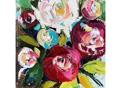 peonies painting abstract original artwork floral original small painting custom flower impasto textured fine art brush