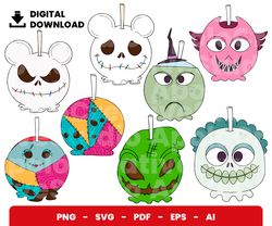 bundle layered svg, halloween svg, halloween candy apple mickey svg, digital download, clipart, png, svg, cricut