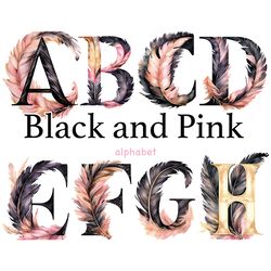 black and pink alphabet clipart | retro letters png