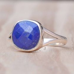 lapis lazuli ring, sterling silver ring for women, minimalist ring, natural stone silver ring, lapis gemstone ring, gift