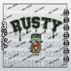 bluey machine embroidery designs, drop name frankenstein rusty halloween embroidery designs, halloween embroidery files