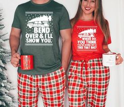 bend over and i'll show you christmas couple matching t-shirt, christmas vacation shirt, griswold family shirt, cute chr