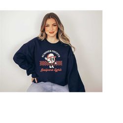 summer nights ballpark lights sweatshirt, baseball sweater, sports mom sweater, baseball pullover, womens sweatshirt, ba