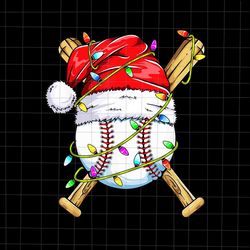 baseball santa christmas png, baseball  xmas png, baseball christmas png, baseball santa hat light p