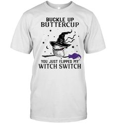 buckle up buttercup baseball witch ball halloween shirt