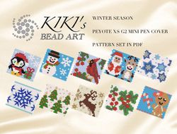 peyote xs mini pen cover patterns peyote beading pattern set of 10 for g2 pilot xs mini pen winter xmas themed in pdf