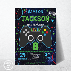 personalized file video games invitation png file only, video games invites birthday boy girl png, instant download