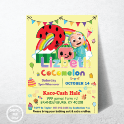 personalized file custom cocomelon invitation png, baby birthday invitation png, cocomelon party,birthday invitation