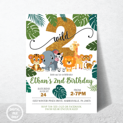 personalized file safari invitation png, safari birthday invitation png, first birthday instant download png file only