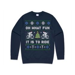 cycling oh what fun it is to ride jumper sweater sweatshirt christmas bicycle cycle gift xmas