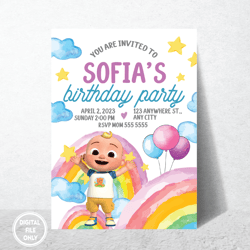 Personalized Kids Birthday, Coco Birthday Invitation, Melon Birthday, Coco & Watermelon, Nursery Rhymes, Music, Birthday