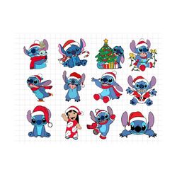 bundle stitch christmas svg, stitch christmas svg, layered christmas svg, blue alien christmas png, layered cut file, sv