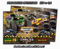 monster jam invitation, monster jam birthday, monster jam birthday party, digital, personalized invitation