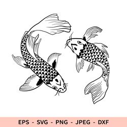 koi chinese carp svg fish dxf file for cricut laser bass fish svg silhouette