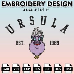 ursula est halloween embroidery files, little mermaid machine embroidery pattern, disney halloween embroidery designs