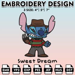 stitch in freddy krueger embroidery files, halloween machine embroidery pattern, horror characters embroidery designs