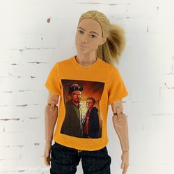 t-shirt for ken and other similar sized dolls with an anime print