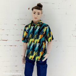 shirt for ken doll and other similar dolls (yellow and blue strokes)