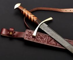 custom hand forged damascus steel viking sword, best quality, battle ready sword, gift for him, wedding gift for husband