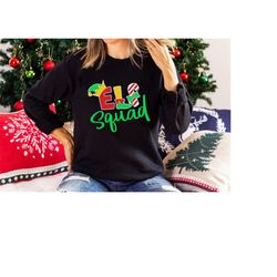 elf squad long sleeves shirt, santa hat, snow snowy, family matching christmas elf shirt, elf christmas matching shirt,