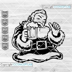 santa with beer svg | santa claus clipart | christmas shirt png | tis the season dxf | merry and bright cut file | xmas