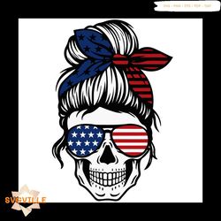momlife skull american flag svg, independence svg
