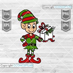 elf gift box svg | elf clipart | elf cutfile | santa's elf svg | christmas elf svg | christmas clipart | christmas svg |