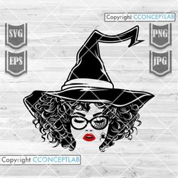 messy afro witch hat svg | afro witch svg | witch svg | afro svg | halloween svg | witch clipart | witch digital downloa