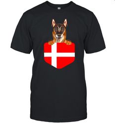 denmark flag belgian malinoi dog in pocket shirt