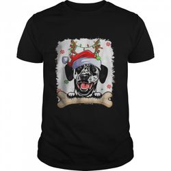 cute dalmatian christmas decorations santa hat tree light t-shirt