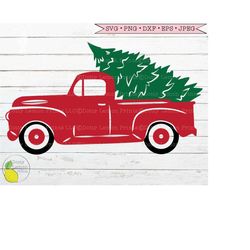 christmas truck svg, red truck farmhouse christmas tree svg  holiday decoration svg files for cricut downloads silhouett