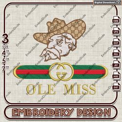ncaa ole miss rebels gucci embroidery files, ncaa teams embroidery designs, ncaa ole miss rebels machine embroidery