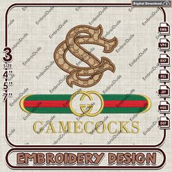 ncaa south carolina gamecocks gucci embroidery files, ncaa teams embroidery designs, ncaa machine embroidery