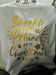 christmas t shirts with slogan. choose you own slogan when ordering.