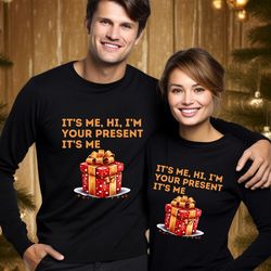 couples matching christmas t-shirt funny, couples holiday party tee, holiday shirt for couples, long sleeve holdiay matc