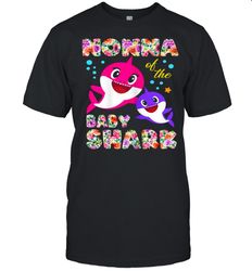 womens nonna of the baby shark birthday flower nonna shark shirt