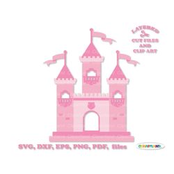 instant download. cute pink castle svg cut file and clip art. commercial license is included ! c_10.