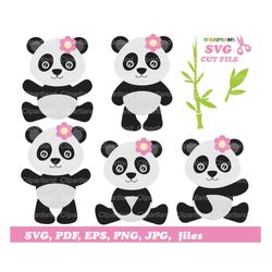 instant download. cute panda girl svg cut files.  pg_3. personal and commercial use.