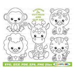 instant download. commercial license is included up to 500 uses! cute sitting jungle baby animal svg cut file and clip a