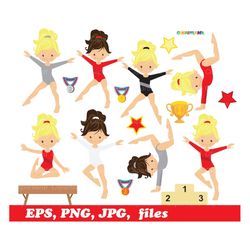 instant download.  girls gymnasts clip art. cgym_27_gymnastics.personal and commercial use.