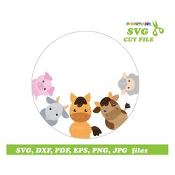 instant download. farm animals cercle svg cut files.  cfa_1. personal and commercial use.