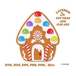instant download.  christmas gingerbread house svg cut files and clip art. personal and commercial use. g_2.