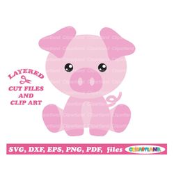 instant download. commercial license is included! cute sitting pig cut files and clip art. f_21_p_1. personal and commer