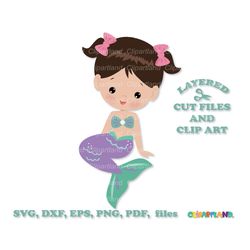 instant download. cute sitting mermaid svg cut file and clip art. commercial license is included ! m_27.