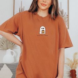 ghost with a roast t-shirt, comfort colors halloween shirt, cute spooky coffee tee, spooky season shirt, ghost with coff
