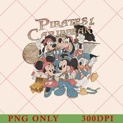 retro mickey and friends pirated of the caribbean png, vintage disneyland png, disney png, pirates disney park png