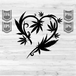 heart marijuana plant svg file || cannabis plant svg || marijuana leaf clipart || heart shape cannabis || marijuana svg