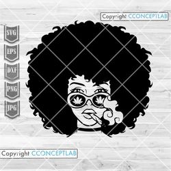 afro smoking weed svg | cannabis clipart | marijuana stencil | joint blunt dxf | rasta queen stencil | stoner diva png |